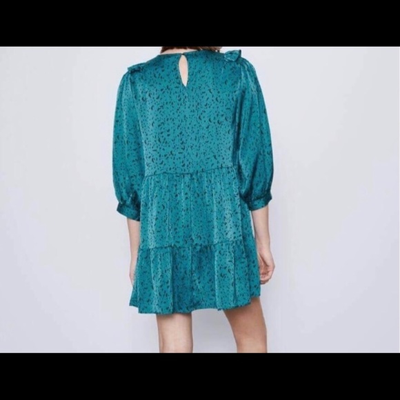 Zara - Green Blue Black Leopard Dress - Picture 3 of 13